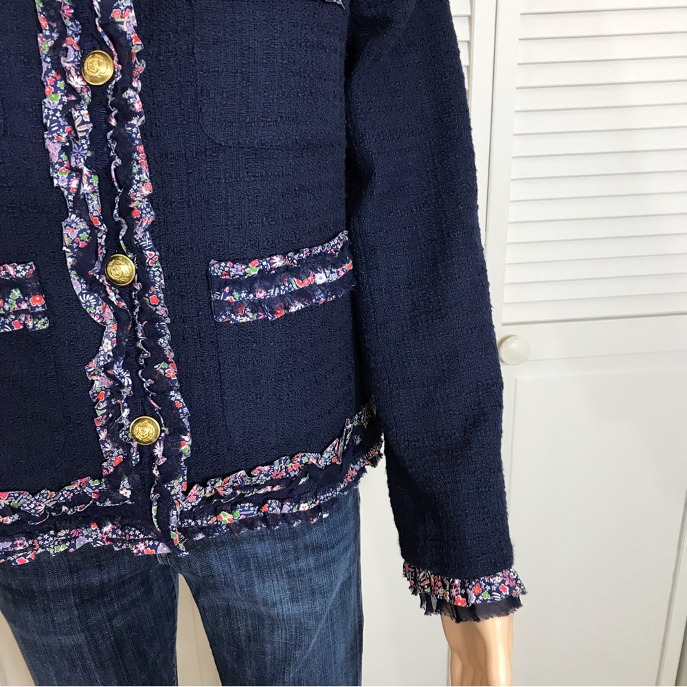 J.Crew Lady Jacket with Liberty Trim Navy Blue Size 8 - Picture 7 of 15